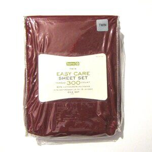 Burgundy TWIN Size Flat Sheet 68 x 96 Easy Care 300 Thead Count Target Home